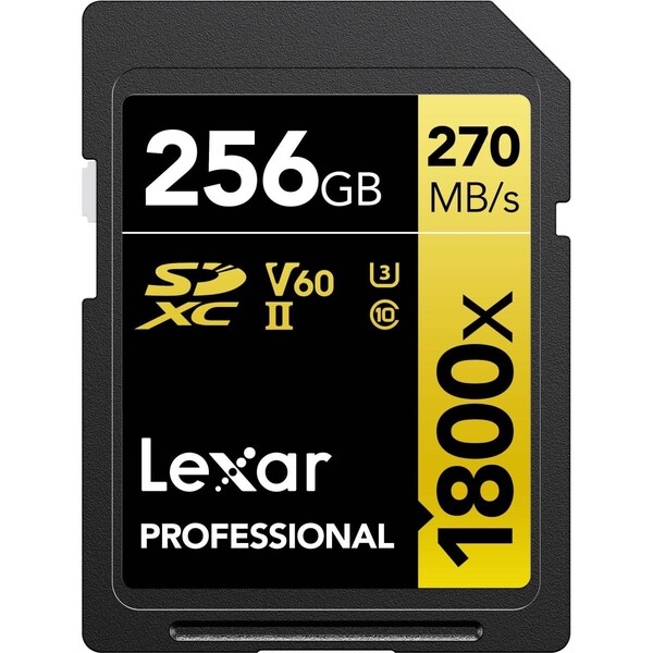 Awesome Audio 256GB Professional 1800X Class 10 UHS-II U3 Gold Series SDXC Memory Card AW3339533 - main